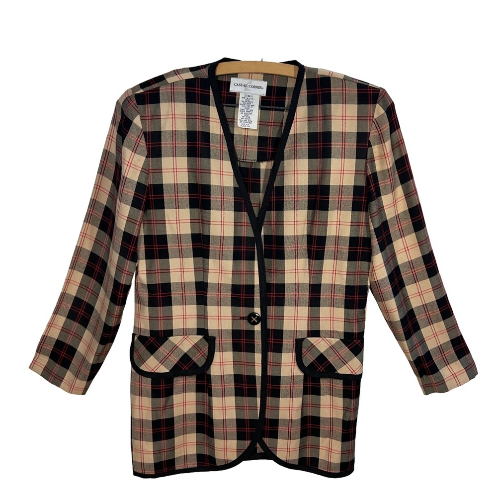 Vintage Casual Corner Plaid Blazer Jacket, Size 6